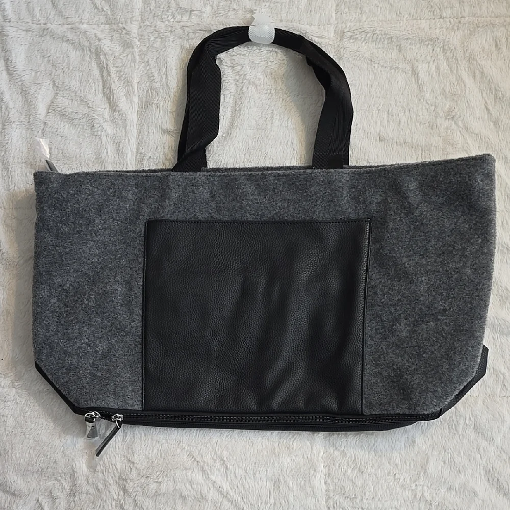 Gray and Black Laptop Bag with Zipper Closure